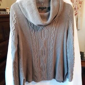 Chunky Knit Sweater Cowl Neck Size S Jeanne Pierre light Taupe